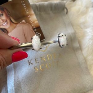 Kendra Scott Edie silver tone with white Kyocera Opal